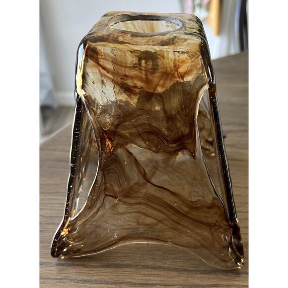 Vetraio Amber Toffee Shade Replacement Hand Blown Glass Brown Swirl - Picture 3 of 9